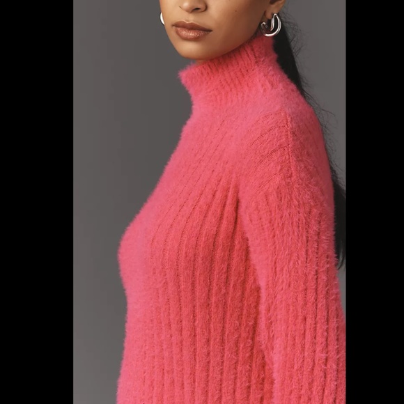 Anthropologie Pink Ribbed Sweater Dress - Picture 2 of 2